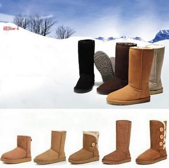  Fur Snow boots women 2016 Top High quality Australia Boots Button Winter Boots for women Warm Botas Mujer 