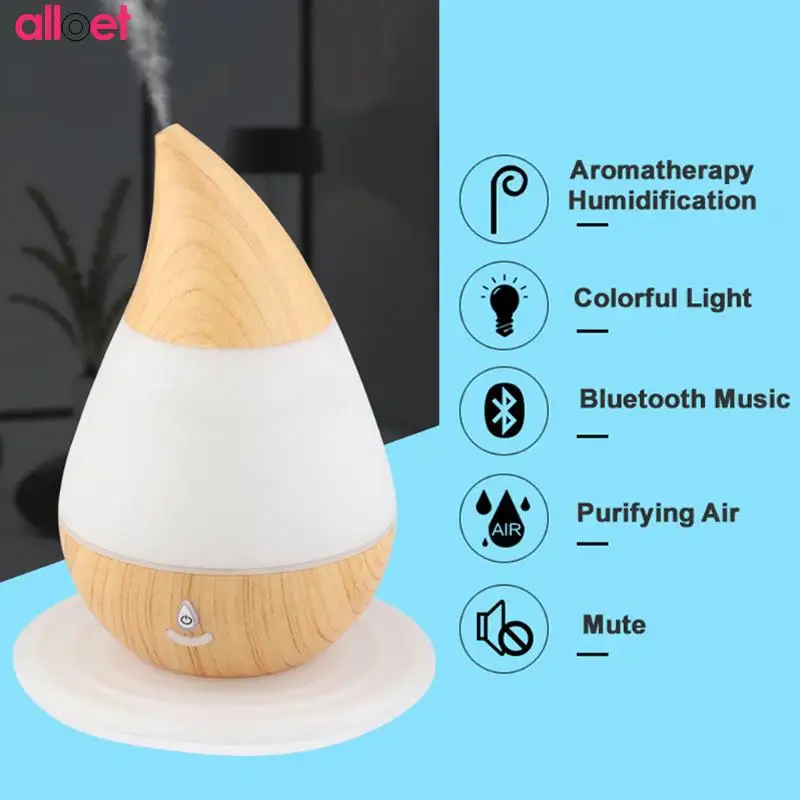 

235ml Bluetooth Water Droplets Ultrasonic Air Humidifier Aroma Essential Oil Diffuser Wood Grain Mist Humidifier for Bedroom Spa