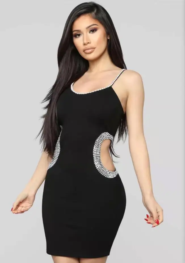 

Top Quality Sexy O Neck Beading Black Women Bandage Dress 2019 Celebrity Designer Fashion Party Dress Vestido
