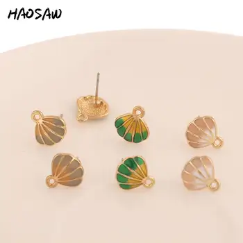 

HAOSAW Choose 6Pcs/Lot 10*11MM Shell Stud Earring Jewelry/Gradual Change Paint/DIY Jewelry Making/HandMade/Earring Findings