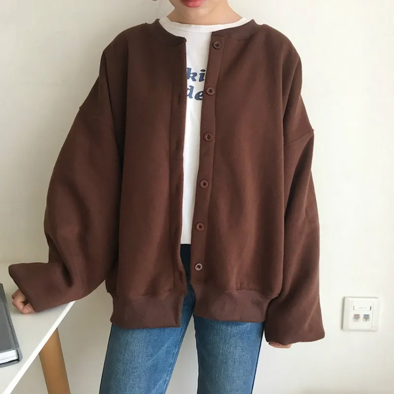 

Brand Warm Women Jackets Solid Spring and Autumn Button Fashion Female Coats Lantern Sleeves Loose Jackets Drop Shipping W8 35