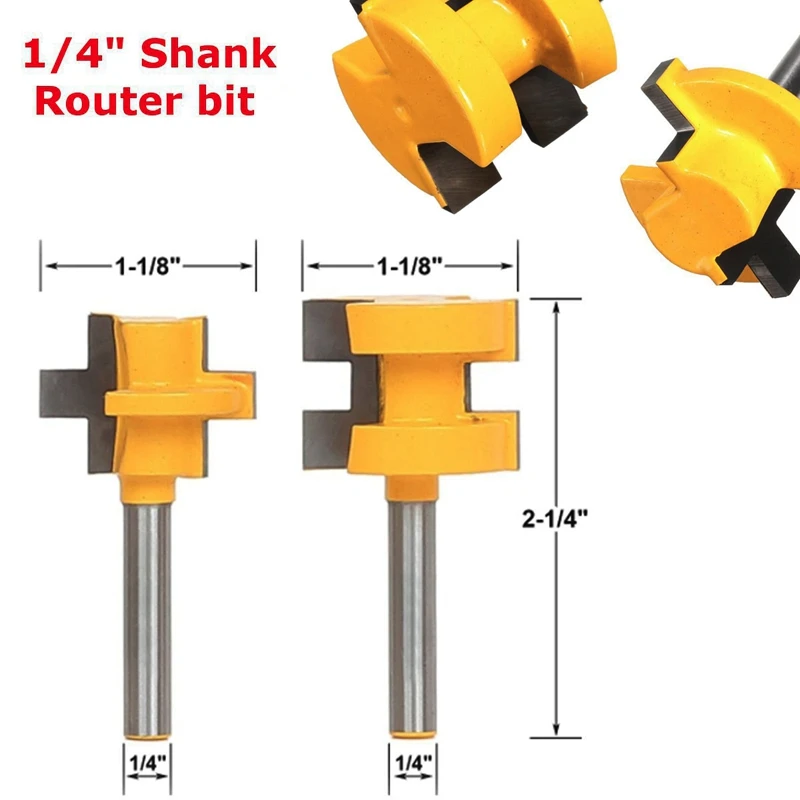 2 pcs Tongue Groove Router Bit 1/4" Shank Huge Crown Molding Tenon Line