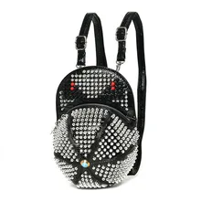 Moda nueva mochila de cuero para mujer Punk Rock Cool remache brillante bolso de hombro para señoras mochilas escolares para chicas adolescentes