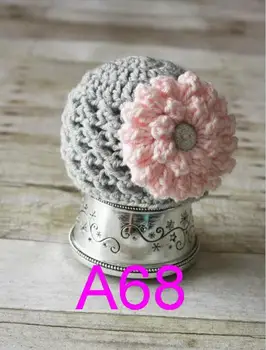 

10piece/lot newborn baby girl Spring hat handmade baby cap crochet flower Beanie kawaii girl's hat baby photography props