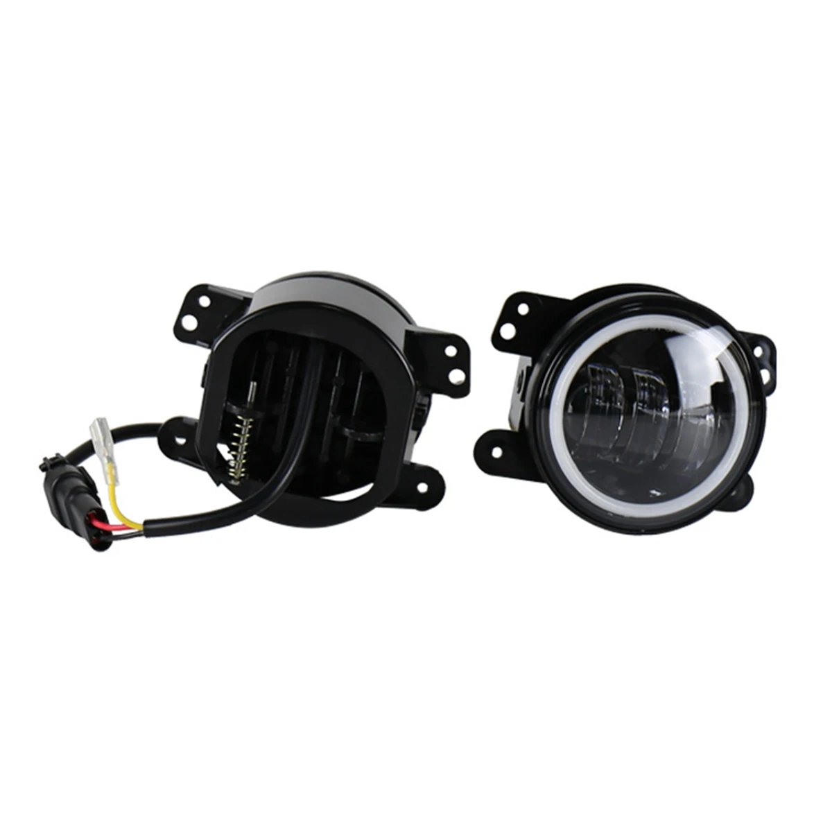  2 Pcs Super bright SUV Fog Lamps 30W LED SUV Fog Lights Angel Eye Fog Lights 6000K Car Lights 4 inc - 32962075748