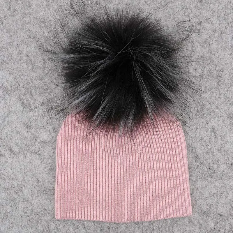 GZHilovingL/мягкие зимние шапки с помпонами из искусственного меха для новорожденных мальчиков и девочек; коллекция года; детские шерстяные вязаные шапки Skullies Beanies - Цвет: pink4