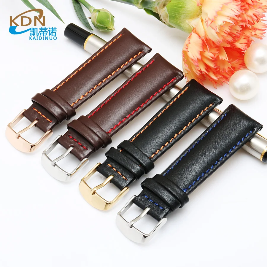 

KDN Watch Band Leather Watchband Men Women 22mm 20mm 18mm 16mm 14mm 12mm Strap Belt Watchbands Bracelet Genuine Wrist Band New