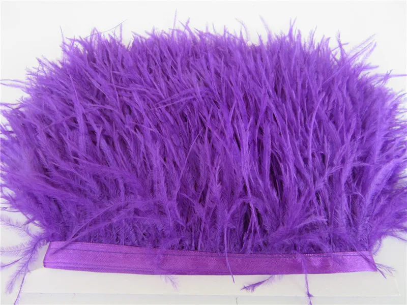 1 м Высокое качество настоящая обрезки страусовых перьев 8-10 см для юбки/платья/костюма Лента отделка из перьев DIY вечерние ремесла - Цвет: purple
