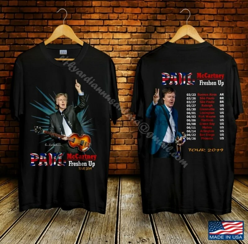 

Paul McCartney Freshen Up Tour Concert 2019 Black T Shirt SIze S-2XL