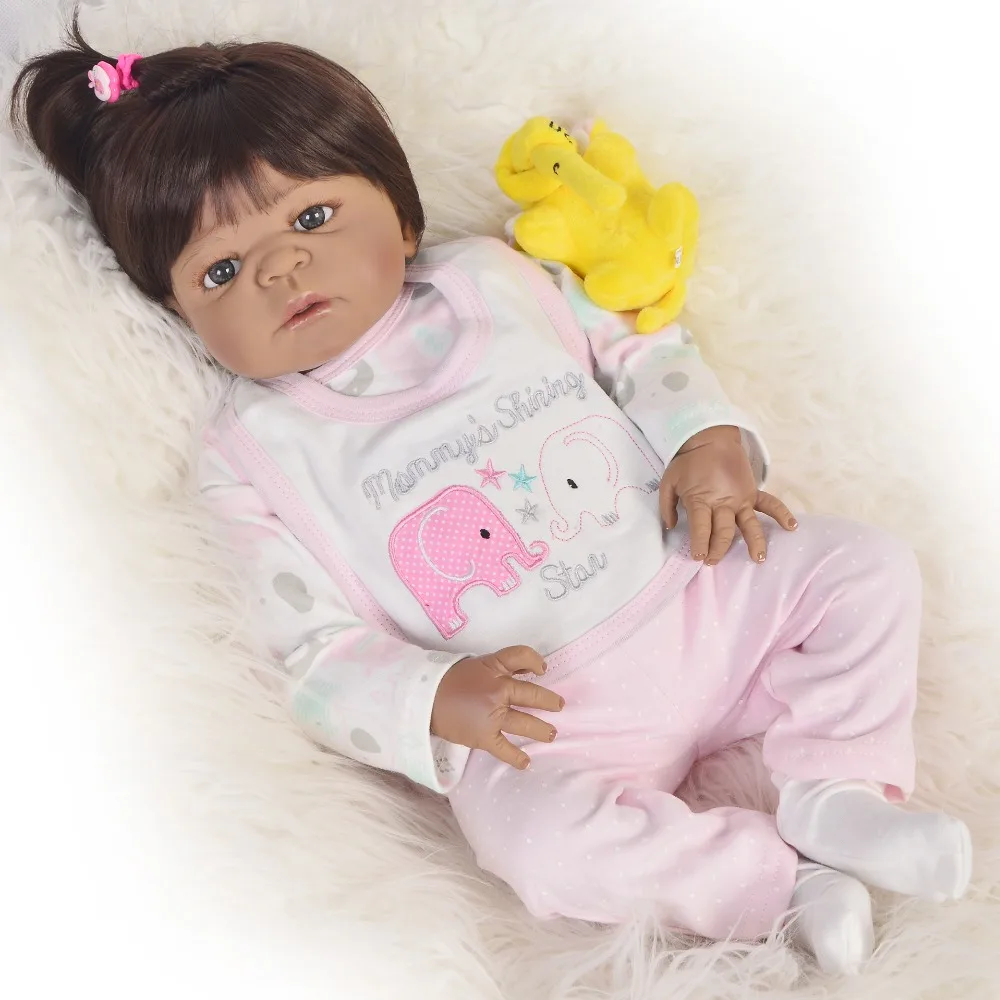 Reborn girl baby black doll живая 2" 57 см полностью силиконовая кукла reborn baby dolls настоящие африканские американские куклы Bebes reborn gift