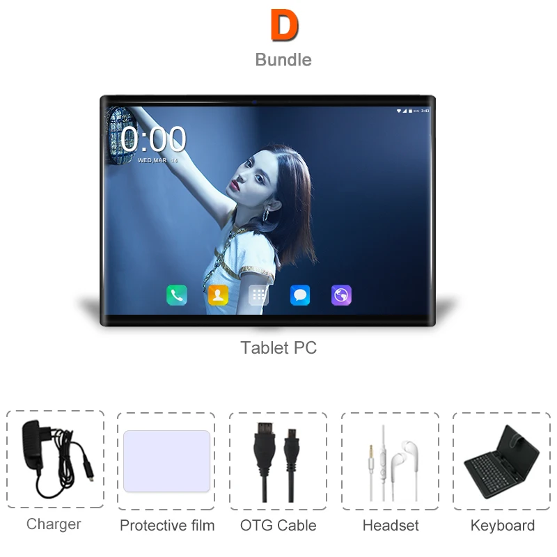 Планшет 10 дюймов LTE 4G телефонные звонки планшеты Восьмиядерный Android 8,0 планшетный ПК 6G+ 64G WiFi gps Bluetooth Dual SIM ips экран 7 8 10.1 детский планшет - Комплект: Комплект 4