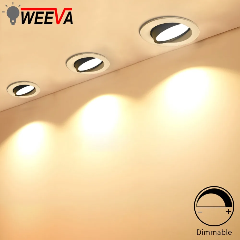 

LED Downlight COB Recessed Lamp Round 3W 5W 7W 9W 12W Dimmable Adjustable LED Spot Lighting Bedroom Kitchen Indoor 220V 110V