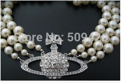 

~~ Free Shipping N1305061 3ROW Natural 8-9mm White Fresh water Pearl Necklace