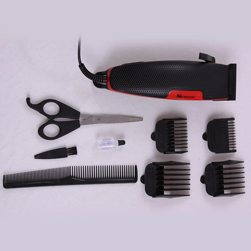 SURKER профессиональный электрический машинка для стрижки волос Перезаряжаемые водонепроницаемые красные триммер Регулируемая стрижка