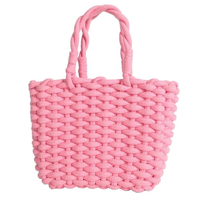 

LJL-Summer Ladies Bag Ladies Messenger Bag Pink Wild Woven Shoulder Bag Handbag