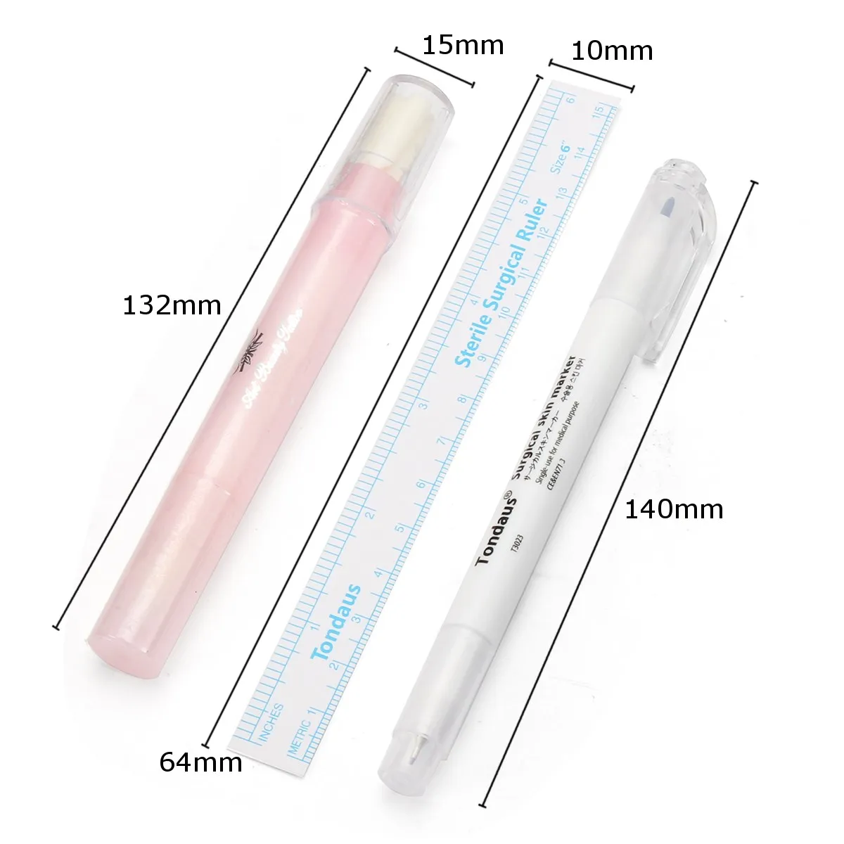 3pcs Microblading Surgical Eyebrow Marker Pen With Measure Ruler+Magic Eraser Remover Brush Tattoo Scribe Piercing Skin Tool