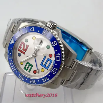 

40mm Bliger White dial ceramic Bezel GMT 2019 Top Brand Luxury Sapphire Glass Luminous Hands Automatic Mechanical Men's Watch