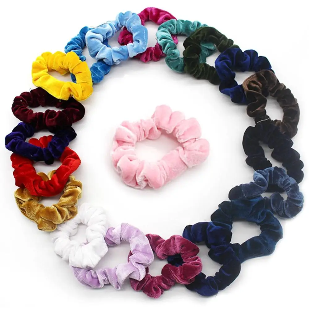 

Velvet Scrunchies Hairband 20Pcs Women Elegant Solid Elastic Hair Bands Ponytail Holder Tie Hair Rubber Band Girl Hair Accessori
