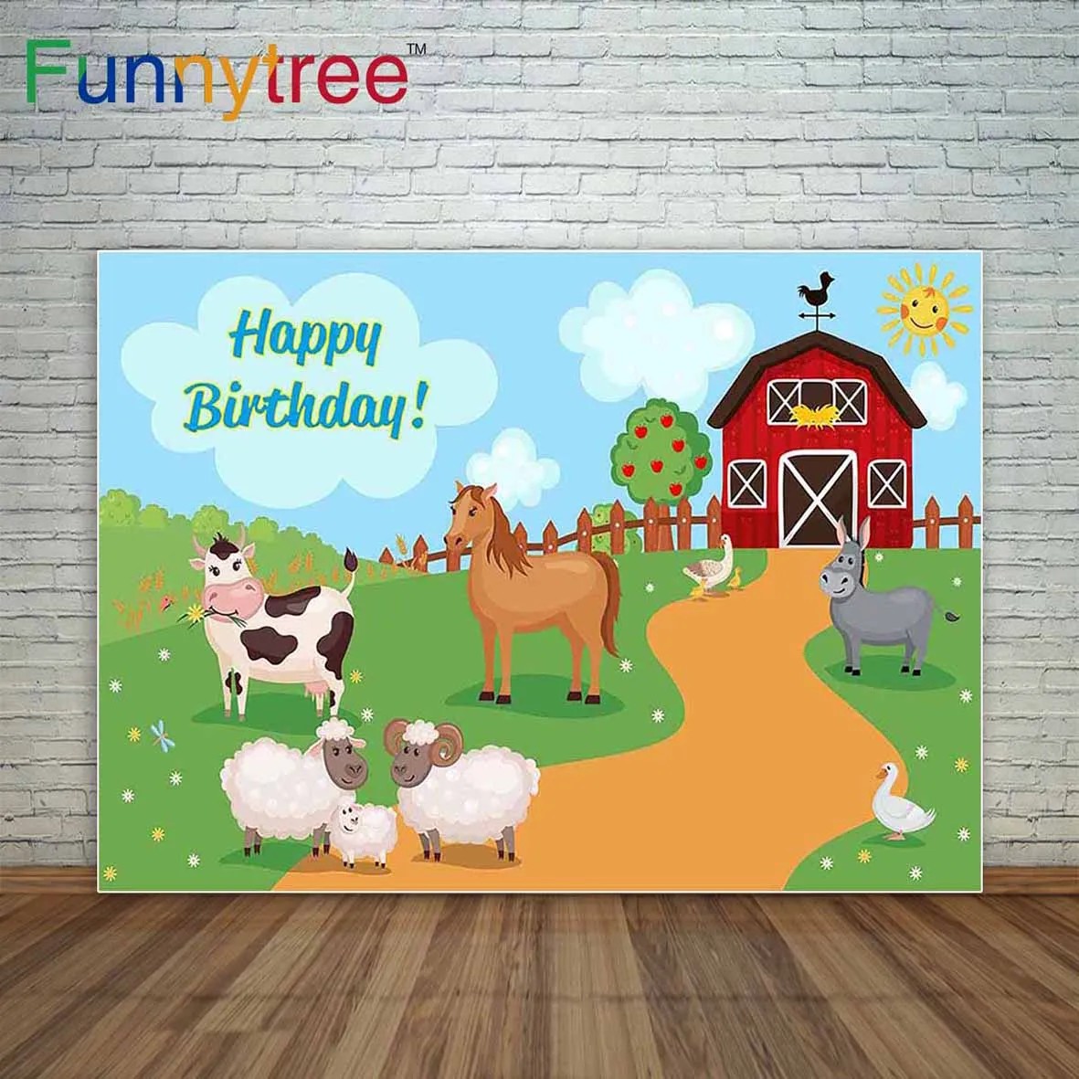 Cute farm background animal barn birthday decoration decor