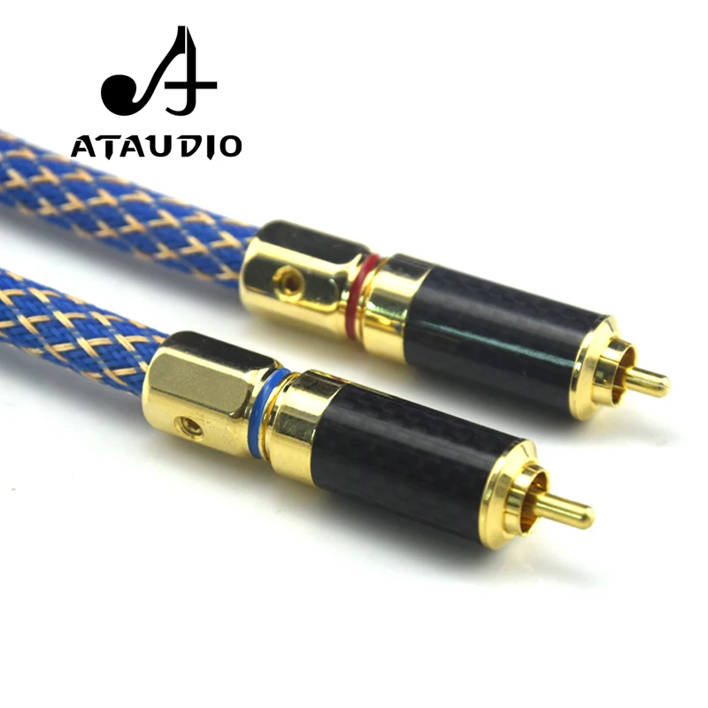 ATAUDIO Silver Plated Hifi RCA Audio Cable Dual Shielding High Quality 2RCA to 2RCA Male DVD Amplifier Interconnect RCA Cable