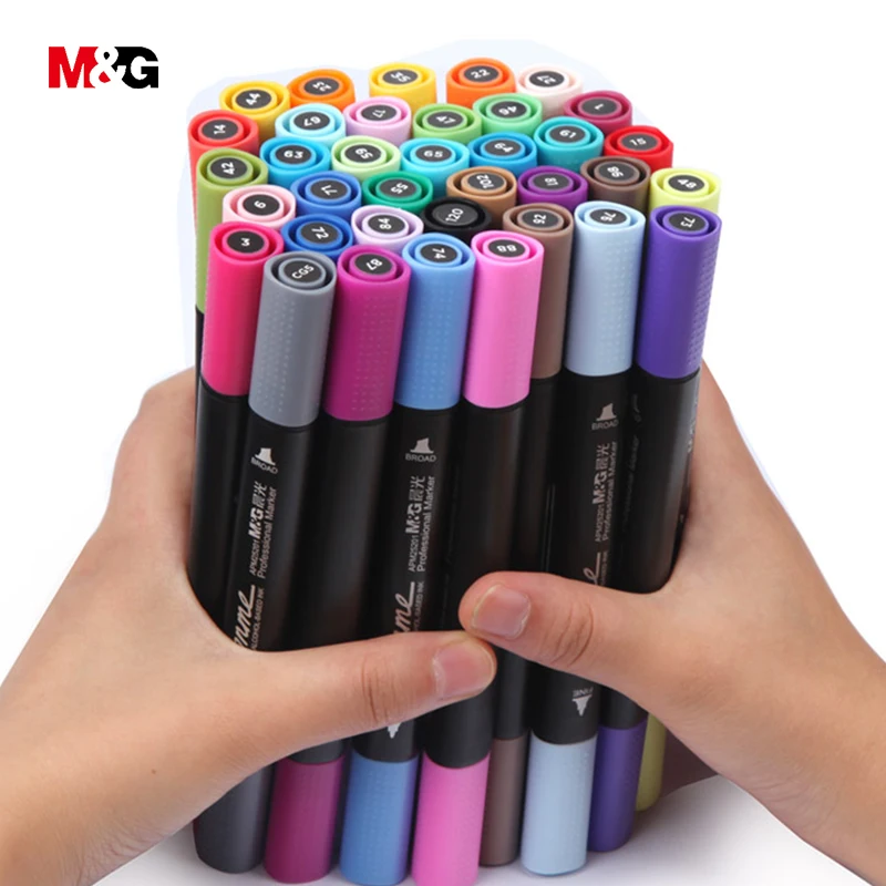 

M&G professional 80color two head watercolor brush marker pens set for drawing quality school stationery office art supply liner