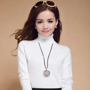 

2019 Autumn and Winter Cashmere Wool Sweater Women's Sweater Fashion Women Sweater and Pullovers Turtleneck Knitted Sweater