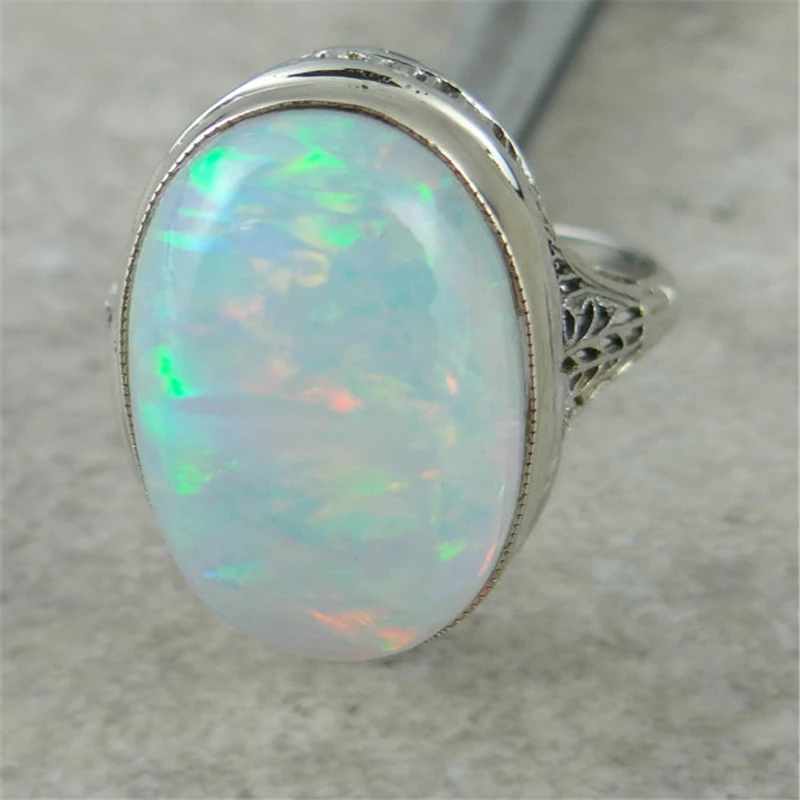 

Color Moonstone Engagement Ring Wedding Mood Rings for Women Party Silver Color Ring Jewelry Anillos Mujer O4R007