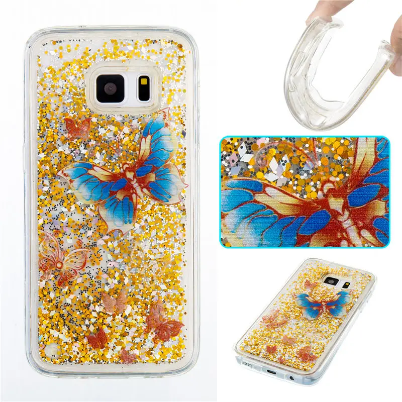 Красочным рисунком чехол для samsung Galaxy S7 Динамические Liquid Мягкие TPU случае телефон