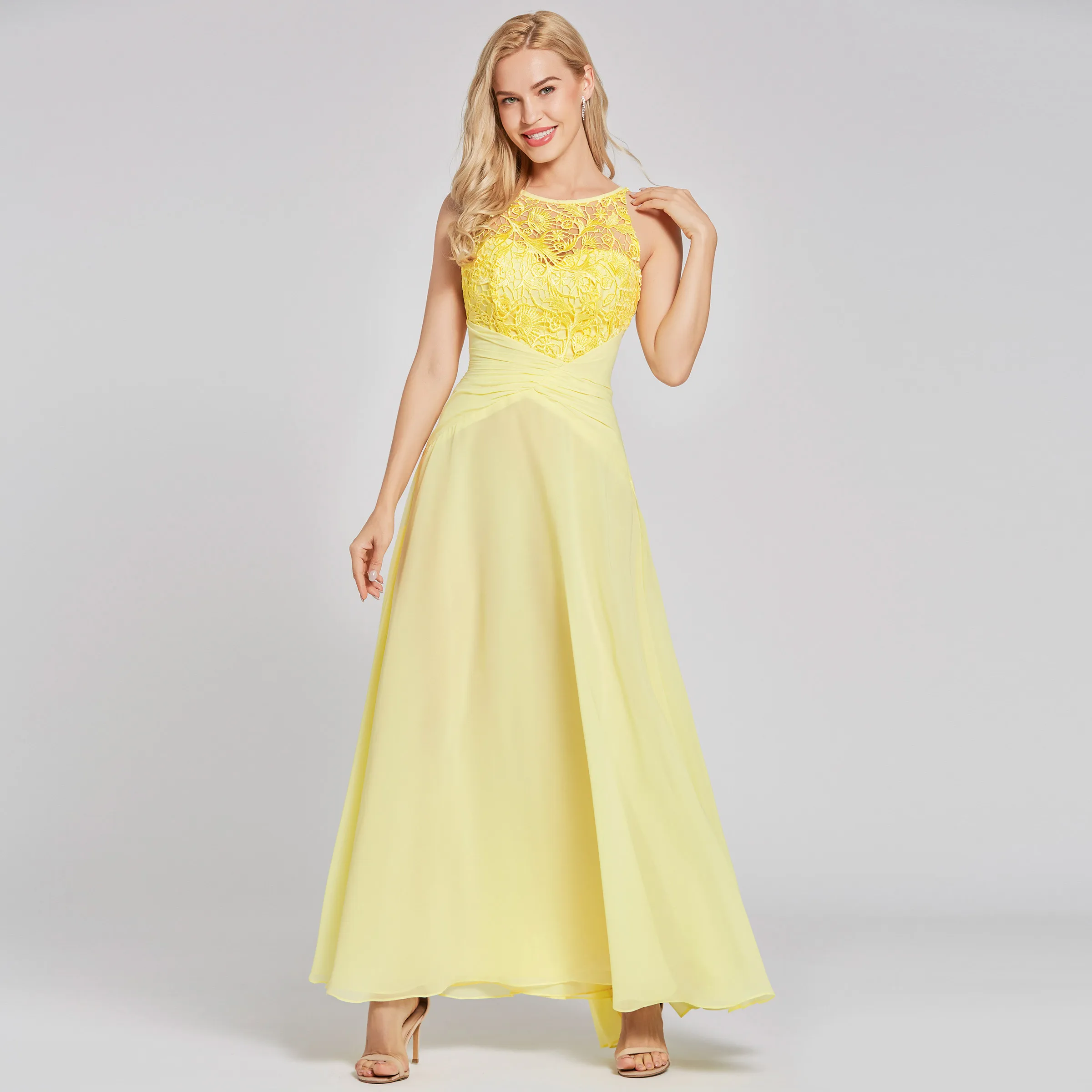 Dressv daffodil длинное вечернее платье, недорогое ТРАПЕЦИЕВИДНОЕ платье без рукавов с глубоким вырезом, свадебное вечернее платье, кружевное вечернее платье es