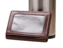 High quality genuine cow leather business card holder fashion men women credit card holder coffee ID card holder wallet J8078