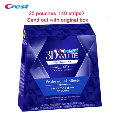 3D Whitestrips Luxe профессиональный эффект отбеливания зубов, для гигиены полости рта уход за зубами 5/10/20 лечение белые полоски - Цвет: 20 pieces with box