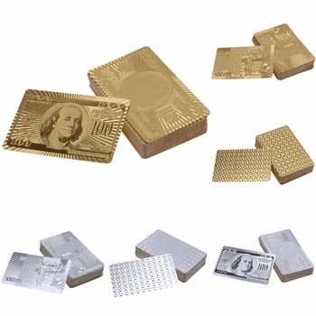 

Luxury Platinum Foil Poker Playing Cards Waterproof Gold Plated Poker Cards set For Pokerstars Board Games Gold/Silver
