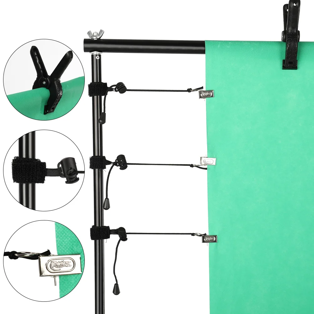  4Pcs Photography Spring Clips And Side Clamps Fixed Backdrop Muslin & Green Screen For Background S