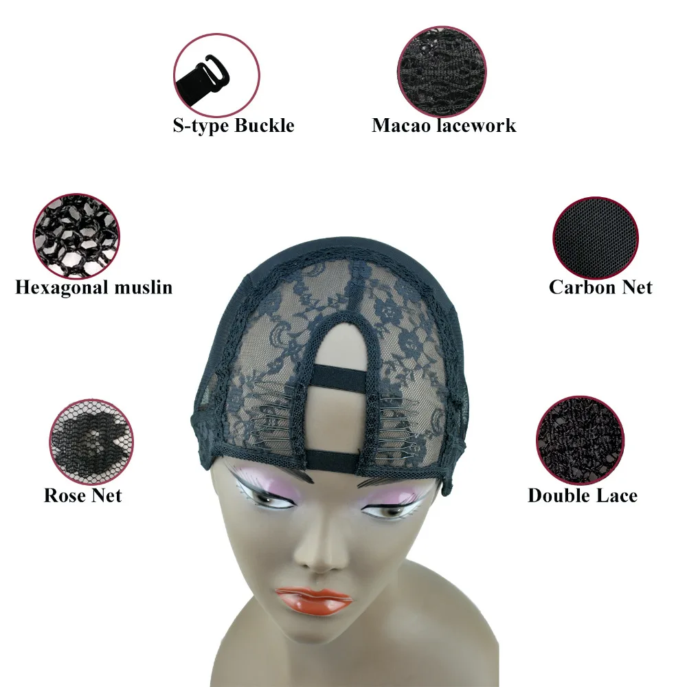 

2 Combs S/M/L Size-Middle U Part Weaving Wig Cap Foundation inside inner for Wig Making Hair Extension weft DIY Black Color