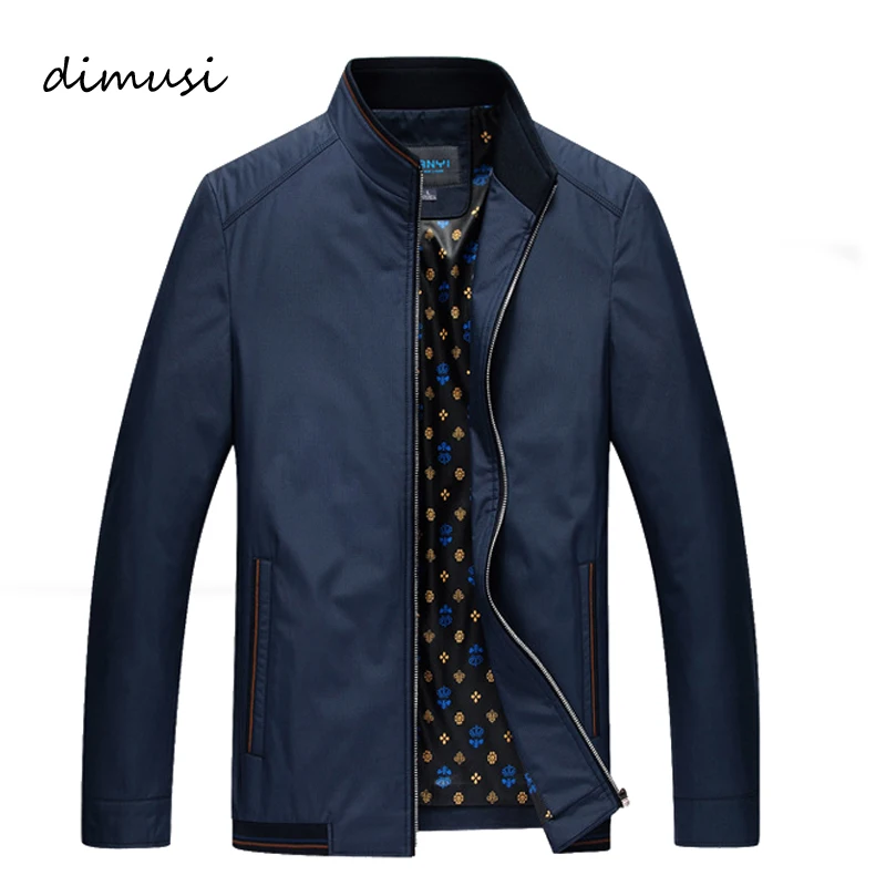 

DIMUSI Spring Thin Business Men's Jackets Solid Coats Male Casual Stand Collar Jacket Outerdoor Windbreaker Overcoat 4XL,TA131