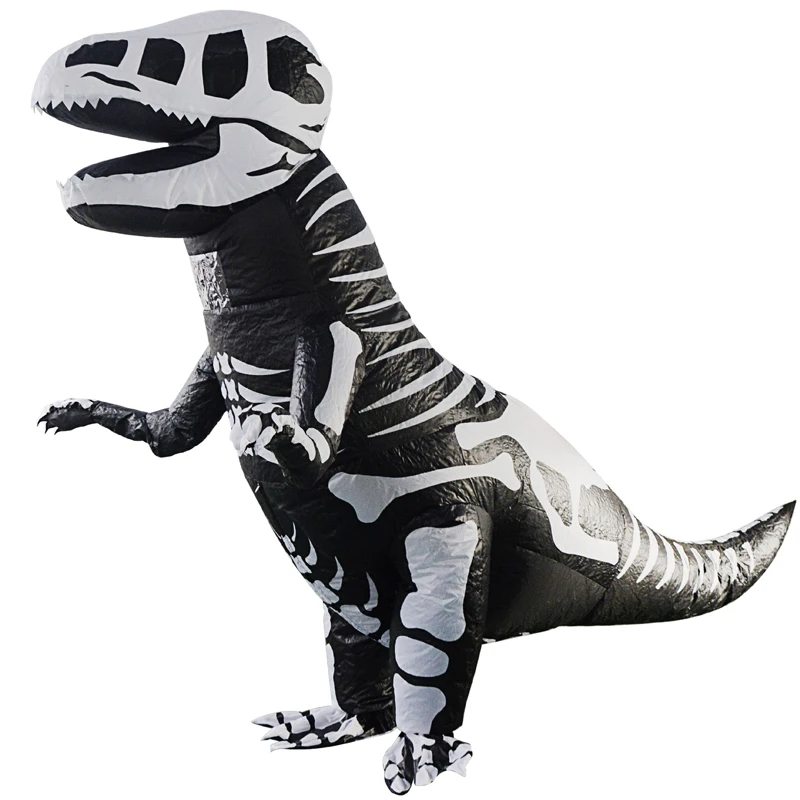 

H&ZY Inflatable Skeleton Dinosaur Costume T Rex Halloween Cosplay Costume Christmas Party Festival Dress Up Black Clothing Suit