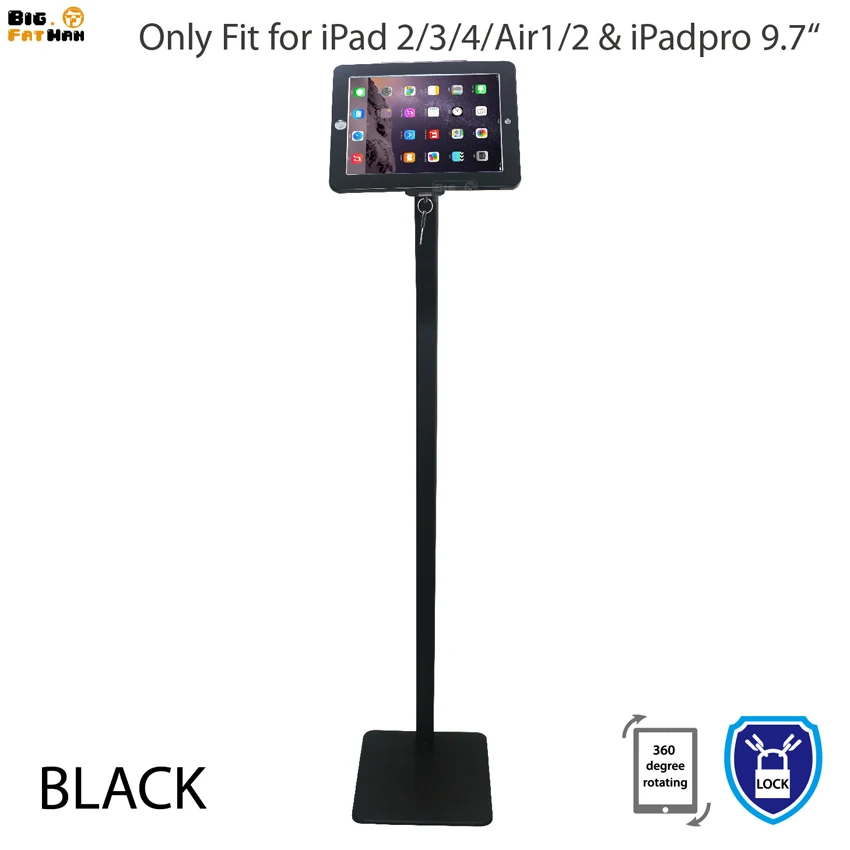 

Fit for iPad Anti-Theft display Floor Stand Case with Lock Kiosk holder for iPad2 3 4 Air Pro 9.7 metal case pad frame security