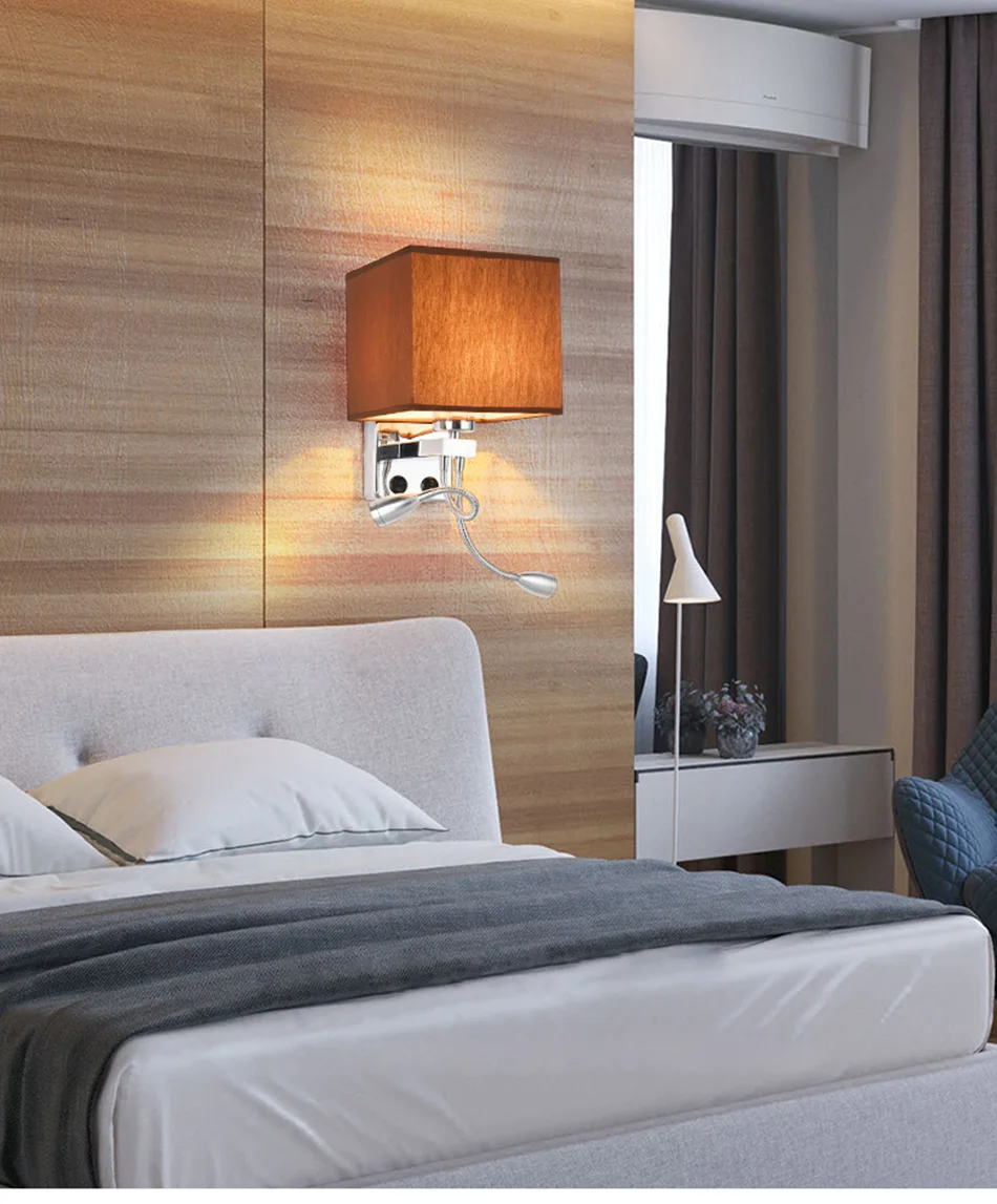 Wall Lights Lamp Sconce Switch Stairs Light Indoor Luminaires Fixture E27 Bulb Bedroom Decor Modern Bedside Lighting For Home (3)