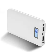 20000 mAh Portable Battery Mobile Power Bank Smartphone 20000mAh USB Charger Mobile Power Bank 18650 Li-Polymer Battery + LED