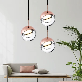 

Nordic LED Pendant Lights Globe Glass Hanglamp art Ball Pendant Lamps For Living Room bar Lustres Luminiare Light Fixtures