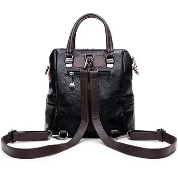 

Fashion Contrast Shoulder Bag Tassel Crossbody Bag Multifunctional Zipper Backpack Leather Tassel Backpack