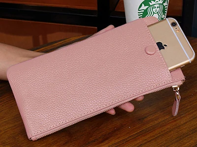 Женский кошелек, роскошный бренд, Walltes, дизайнерский кошелек, модный, натуральная кожа, женский клатч с застежкой, вместительные сумки - Цвет: Розовый