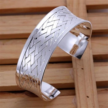 

KN-B031 Wholesale Silver Color Bangle Factory Price 925 Free Shipping New Arrival Fashion Jewelry Finished Weaved Bangle