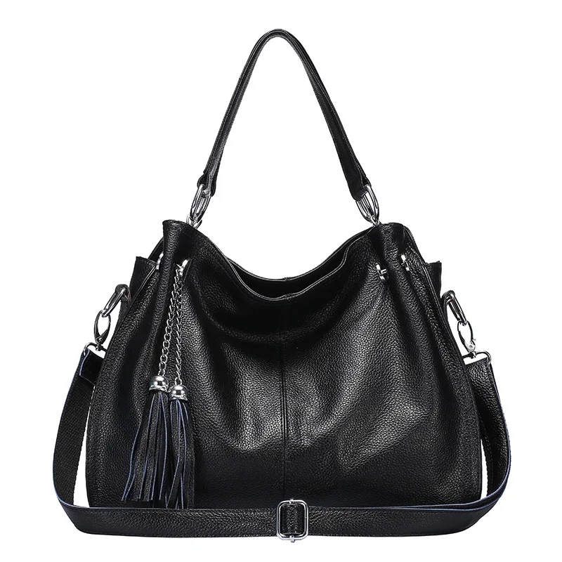Siruiyahan сумка из натуральной кожи женские сумки известных брендов сумки на плечо женские сумки - Цвет: Черный