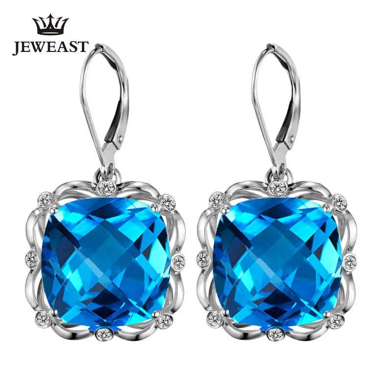

Natural tuopas 18K Pure Gold Earring Real AU 750 Solid Gold Earrings Diamond Trendy Fine Jewelry Hot Sell New 2019