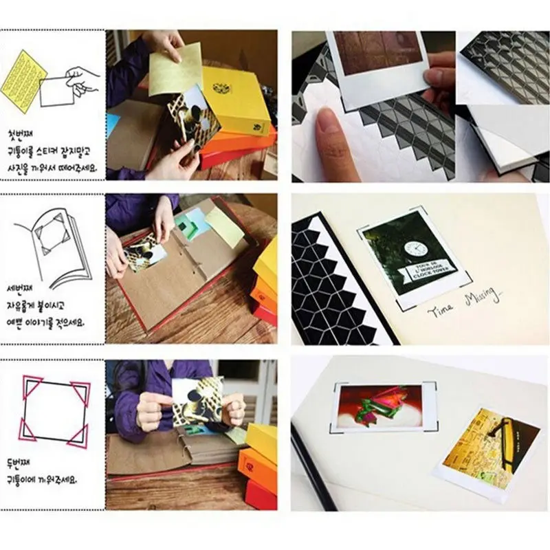 4 Sheet/408pcsStickers Instax Mini High Hand-made Material Album Decor Sticker Retro Pvc Photo Corner Stationery Random Colors | Канцтовары