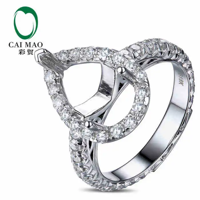 

CaiMao Pear cut Semi Mount Ring Settings & 1.08ct Diamond 18k White Gold Gemstone Engagement Ring Fine Jewelry