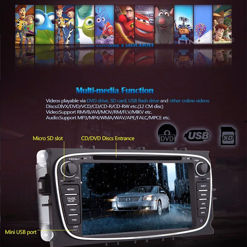 Best Car Multimedia Player GPS Android 9.0 2 Din DVD Automotivo For FORD/Focus 2/S-MAX/Mondeo/C-MAX/Galaxy/Fiesta Wifi Radio Monitor 3