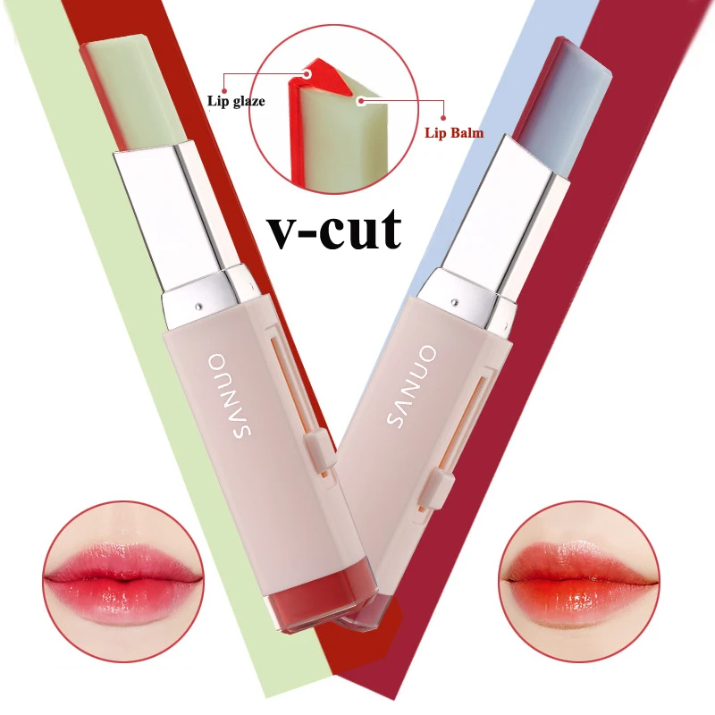 Стереоскопическая дихроическая v-образная губная помада с постепенным изменением влажности губная помада для студентов Увлажняющая губная помада для ухода за губами