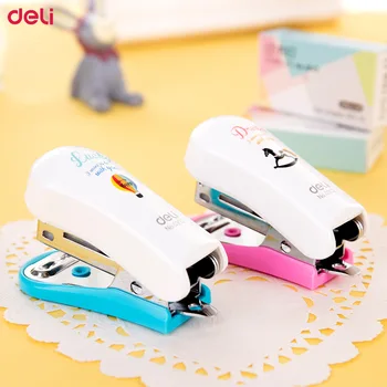 

Deli 1PCS Cute Mini Stapler Set Cartoon Office School Supplies Stationery Paper Clip Binding Binder Korean kawaii stationery
